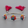 Adjustable Flower Braided Bead Bracelets BJEW-Z013-32-4