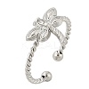 304 Stainless Steel Crystal Rhinestone Cuff Rings for Women RJEW-G338-02P-4