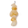 Gradient Color Natural Citrine & Natural Tiger Eye & Natural Gold Rutilated Quartz Chip Beaded Pendants PALLOY-JF02791-08-3