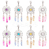 8Pcs 4 Colors Alloy Woven Net/Web with Gemstone Pendants Decorations HJEW-TA0001-30-2