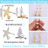 40Pcs 2 Colors Starfish Shape 201 Stainless Steel Stud Earring Findings STAS-SC0007-94-2