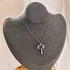 Brass Cubic Zirconia Wing Cross Pendant Necklaces for Women NJEW-C067-07P-02-3