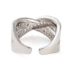Rack Plating Brass Micro Pave Cubic Zirconia Open Cuff Rings RJEW-C080-09P-3