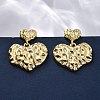 Hammered Heart Brass Dangle Stud Earrings LS-EJEW-R025-23G-1