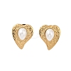 Ion Plating(IP) 304 Stainless Steel with ABS Imitation Pearl Stud Earrings for Women EJEW-N055-13G-1