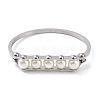 304 Stainless Steel White Round Plastic Beaded Bangles BJEW-G700-09P-2