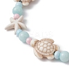 Starfish & Turtle Natural Malaysia Jade & Synthetic Turquoise Braided Beaded Anklet AJEW-AN00563-3