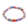 Eco-Friendly Handmade Polymer Clay Heishi Beads Stretch Bracelets BJEW-JB04328-2