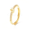 Clear Cubic Zirconia Initial Letter Adjustable Ring RJEW-C052-01G-J-1