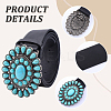 1Pc Black PU Leather Belts with Alloy Acrylic Imitaiton Turquoise Flower Clasps for Women AJEW-CL0001-38-6