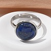 Half Round Natural Lapis Lazuli Finger Rings X-RJEW-M062-01P-04-4