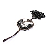 Wire Wrapped Chips Natural Obsidian Big Pendant Decorations HJEW-H057-02B-3