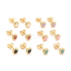 304 Stainless Steel Enamel with Glitter Stud Earrings EJEW-B009-25G-1