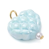 Opaque Acrylic Waffle Beadss with ABS Plastic Imitation Pearl Beads and Iron Flat Head Pins Pendants PALLOY-JF03776-4