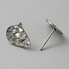 304 Stainless Steel Textured Geometry Stud Earring Findings with Hole STAS-WH0027-54J-3