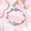 Synthetic Turquoise & Porcelain & Dyed Natural Howlite Beads Stretch Bracelets for Women BJEW-JB11793-01-1