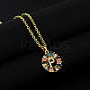 Brass Pave Colorful Cubic Zirconia Initial Ring Pendant Necklaces FS-WGF1437-16-1