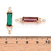 Brass Micro Pave Clear Cubic Zirconia and Glass Connector Charms KK-T076-02KCG-3