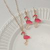 Flamingo Alloy Enamel Stud Earrings & Pendant Necklaces Sets for Women WH-WG896EF-01-3