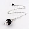 Natural Obsidian Sphere Dowsing Pendulums BJEW-E292-A04-1
