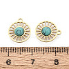 Synthetic Turquoise Flat Round Charms STAS-N123-03G-02-3