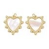 Natural Shell Heart Pendants KK-L251-42G-01-1