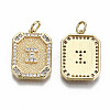 Brass Micro Pave Clear Cubic Zirconia Pendants KK-S356-234I-G-NF-2