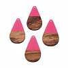Transparent Resin & Walnut Wood Pendants RESI-N025-030-C06-2