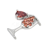 Brass Cubic Zirconia with Glass Pendants KK-Q026-24P-2