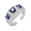 Brass Micro Pave Cubic Zirconia Cuff Open Rings for Women RJEW-L343-13P-6