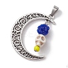 Halloween Synthetic Turquoise Skull Pendants PALLOY-JF02650-05-3