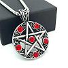 Stainless Steel Ruby Rhinestone Star Pendant Necklaces for Unisex RH8338-1