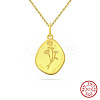 Birth Flower Style 925 Sterling Silver Pendant Necklaces STER-M116-05L-G-1