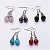 Natural & Synthetic Mixed Stone Bead Dangle Earrings EJEW-JE02144-1
