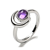 Natural Amethyst Adjustable Rings RJEW-K269-09P-09-2