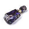 Assembled Synthetic Pyrite and Imperial Jasper Openable Perfume Bottle Pendants G-R481-13B-3