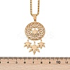201 Stainless Steel Woven Web/Net with Leaf Pendant Necklaces NJEW-K283-07G-3