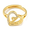 Heart with Letter Rack Plating Brass Micro Pave Cubic Zirconia Adjustable Rings for Women RJEW-I105-06G-Z-2