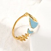 Ocean Theme 304 Stainless Steel & Enamel Cuff Rings for Women RJEW-F192-01D-G-2