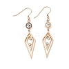 304 Stainless Steel Rhombus Dangle Earrings EJEW-Z129-10RG-4