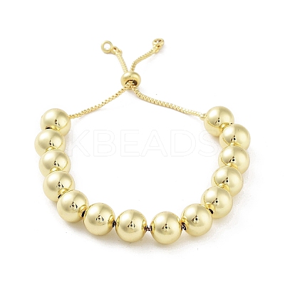Adjustable Brass Round Beaded Slider Bracelets BJEW-D039-31D-G-1