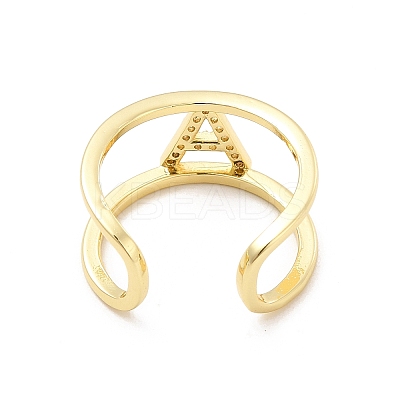 Clear Cubic Zirconia Initial Letter Open Cuff Ring RJEW-A012-01G-A-1