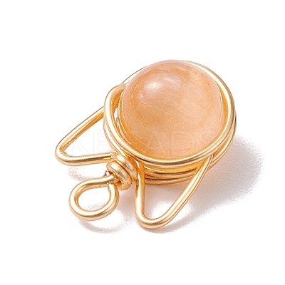 Natural Selenite Dyed Round Bead Pendants PALLOY-TA00152-1