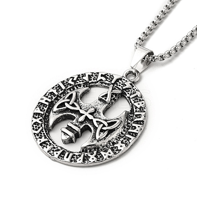 Alloy Sailor's Knot Pandant Necklace with Box Chains NJEW-K245-006-1
