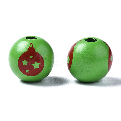 Painted Natural Wood European Beads WOOD-S057-041A-1