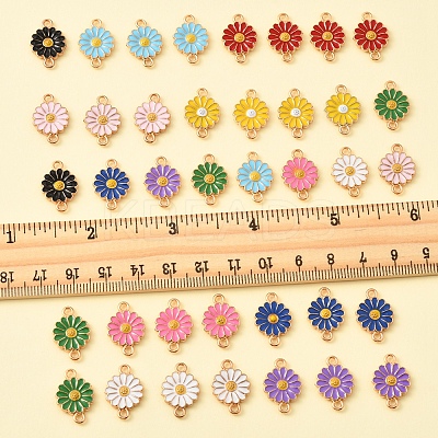 40Pcs 10 Colors Zinc Alloy Enamel Sunflower Connector Charms ENAM-FS0002-43-1