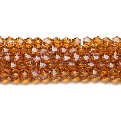 Transparent Electroplate Glass Beads Strands GLAA-F029-4mm-C28-1