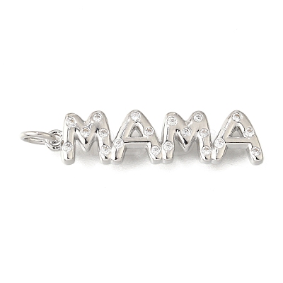 Mother's Day Brass Micro Pave Cubic Zirconia Pendants KK-V007-26P-1