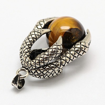 Vintage Natural Bezel Tiger Eye Pendants G-M038-03C-1