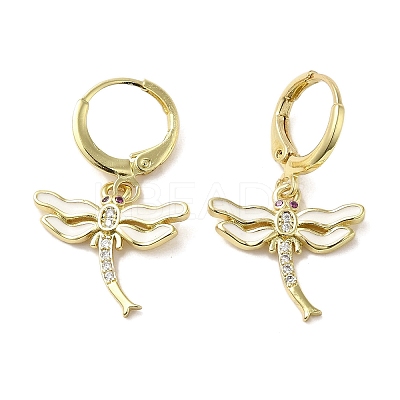 Dragonfly Real 18K Gold Plated Brass Dangle Leverback Earrings EJEW-L268-011G-02-1